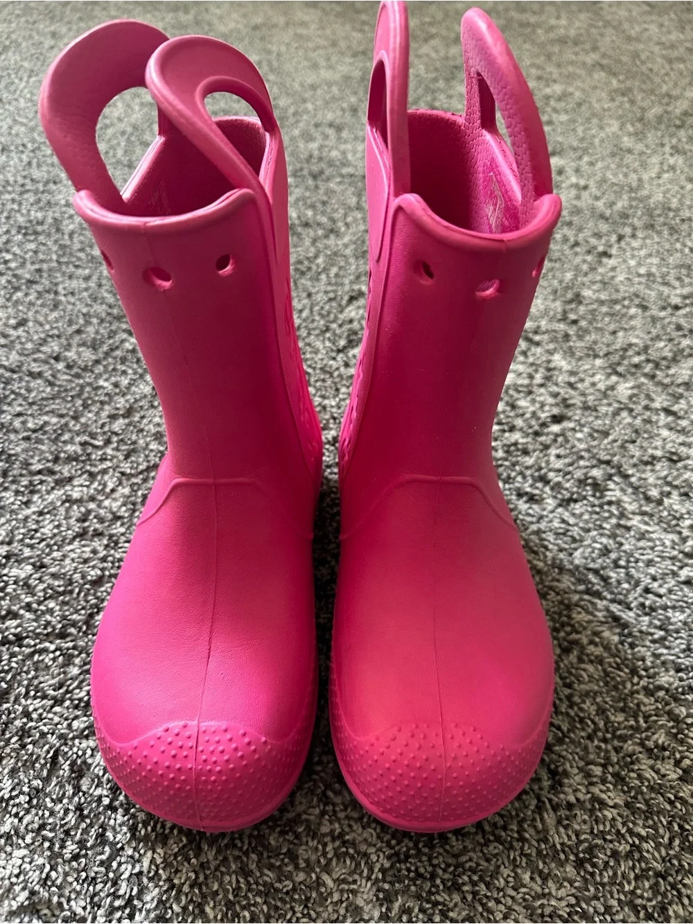 CROCS Kids Hot Pink Handle It Waterproof Rain Boots Size 1 Youth